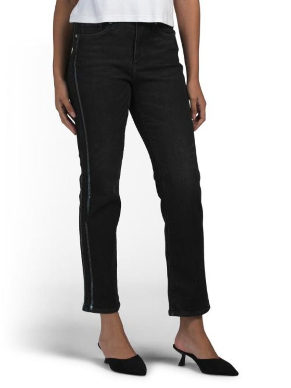 NYDJ Petite Marilyn Straight Leg Jeans With Sequin Sides